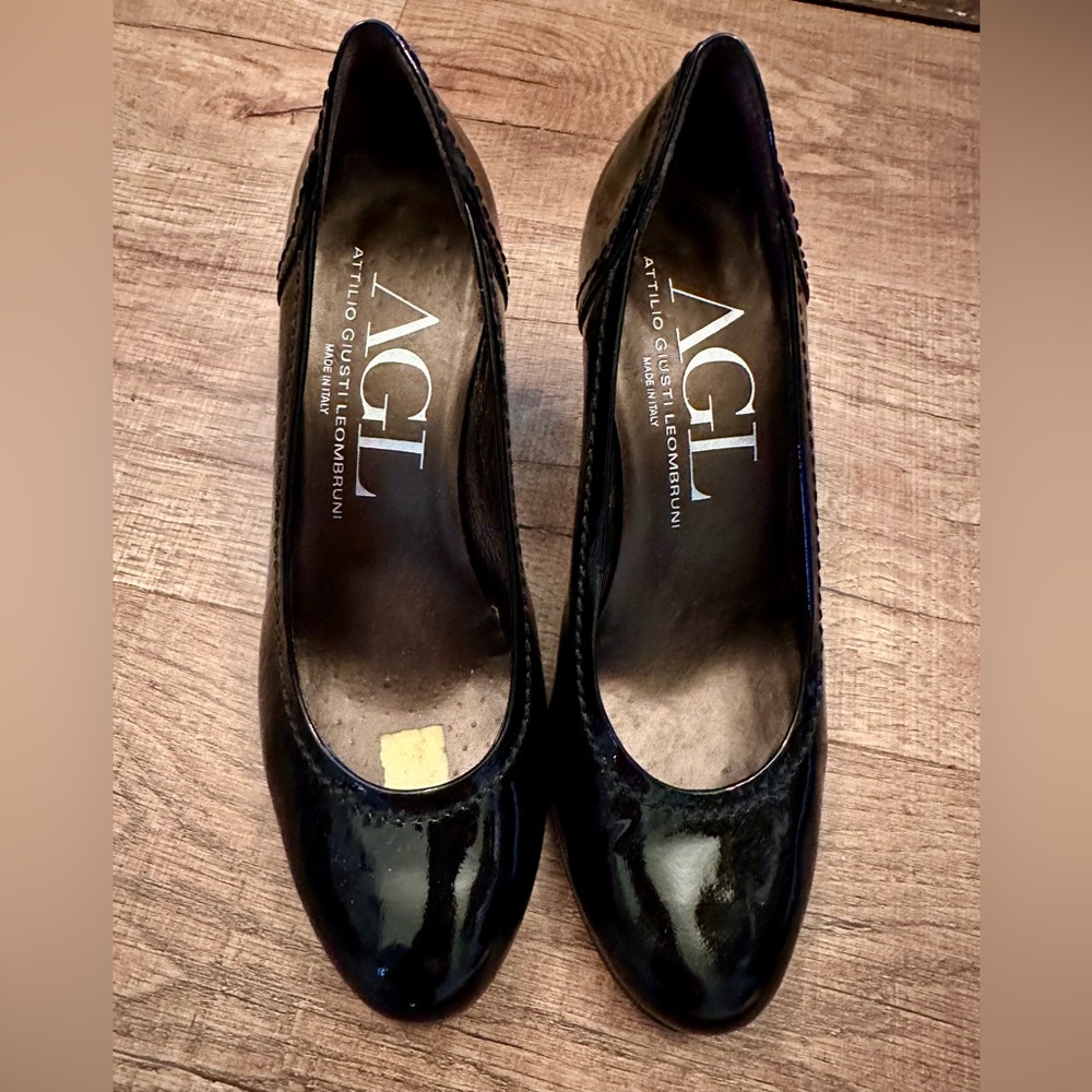 AGL Atillio Giusti Leombruni Heeled Black Leather Pumps Size 38